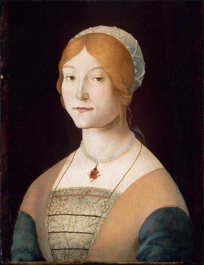 Italiano: Retrato de mujer con collar de perlas Retrato de mujer con collar de perlas de Lorenzo Costa