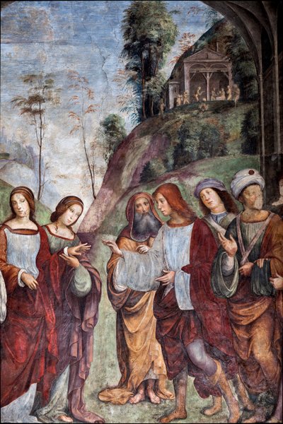Vida de Santa Cecilia: Boda de Santa Cecilia y Valeriano (detalle) de Lorenzo Costa