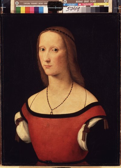 ""Portrait of a Lady"" (Retrato de una dama) Pintura de Lorenzo Costa (1460-1535) 1500-1506 Dim. 57x44 cm Museo del Hermitage, San Petersburgo (San Petersburgo) de Lorenzo Costa