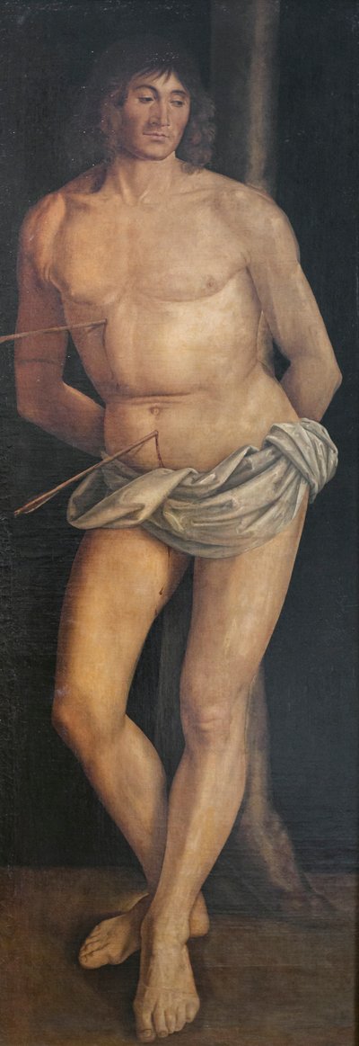 San Sebastián, posterior a 1490 (temple sobre lienzo) de Lorenzo Costa