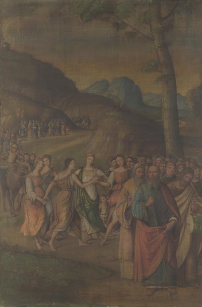 La danza de Miriam de la historia de Moisés, después de 1508 de Lorenzo Costa