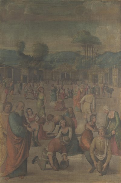 Los israelitas recogiendo maná de la historia de Moisés, después de 1508 de Lorenzo Costa