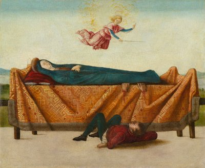 El Milagro del Catafalco (panel B), circa 1500-1506 de Lorenzo Costa