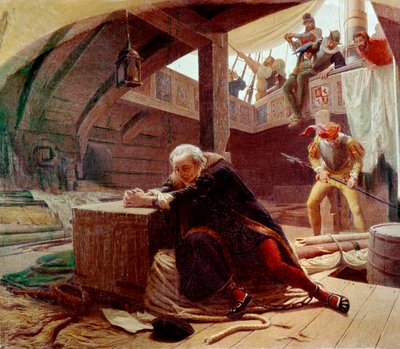 Cristóbal Colón en 1500 durante su regreso a España de Lorenzo Delleani