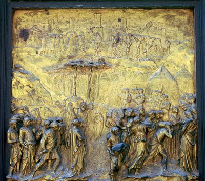 Detalle de las Puertas del Paraíso en el Baptisterio de Lorenzo Ghiberti