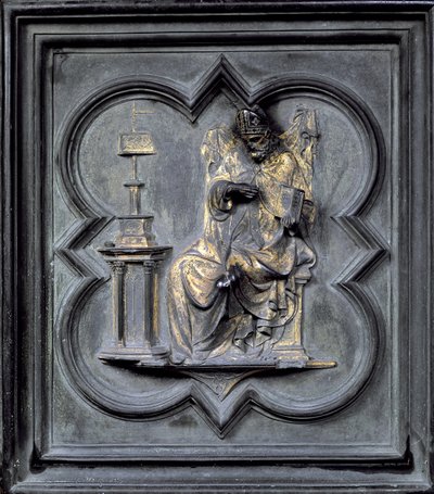 San Agustín, panel H de las Puertas Norte del Baptisterio de San Giovanni, 1403-24 de Lorenzo Ghiberti