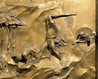 La historia de Caín y Abel, detalle del asesinato de Abel (post restauración) de Lorenzo Ghiberti