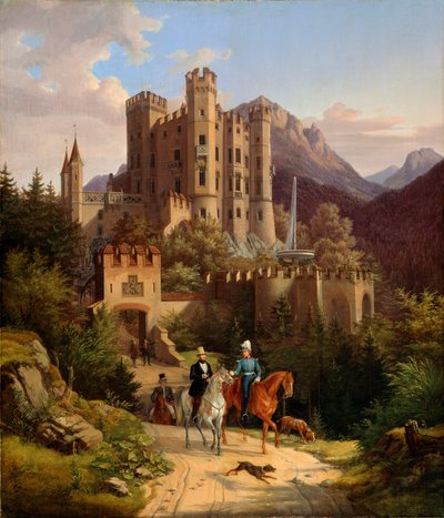 El príncipe heredero Maximiliano cabalgando en Hohenschwangau, 1838-1839 de Lorenzo II Quaglio
