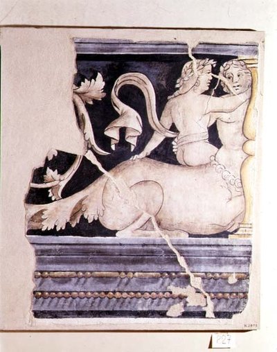 Fragmento de un fresco que representa un centauro y una figura femenina de Lorenzo Leonbruno