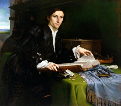 Adeliger, en su estudio (después de la restauración) de Lorenzo Lotto