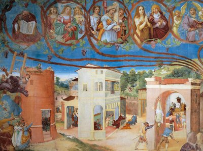 Cristo-Vid y Leyenda de Santa Bárbara (detalle) de Lorenzo Lotto