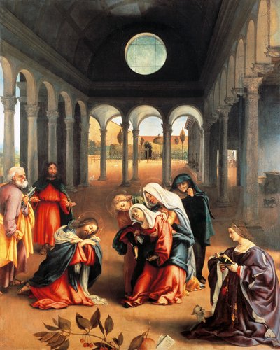 Cristo despidiéndose de su madre por Lorenzo Lotto de Lorenzo Lotto