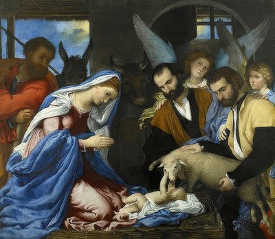 La adoración del Niño Jesús de Lorenzo Lotto