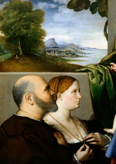 Madonna y Niño con dos donantes (detalle) de Lorenzo Lotto