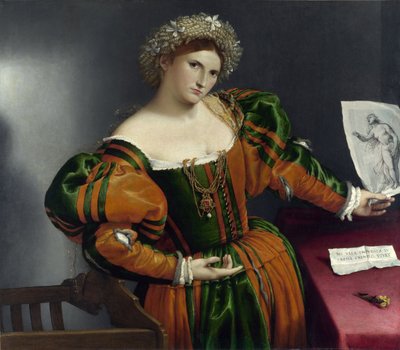 Retrato de una veneciana como Lucrecia de Lorenzo Lotto
