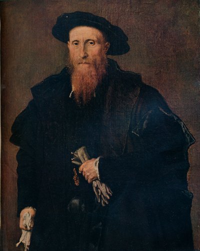 Retrato de un caballero con guantes, 1543, 1930 de Lorenzo Lotto