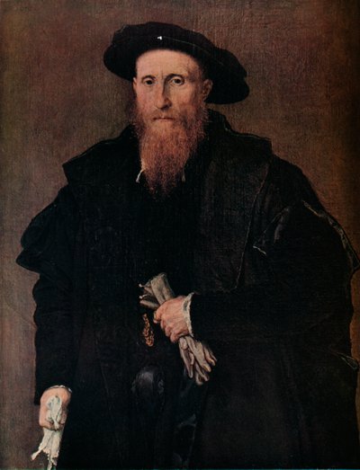 Retrato de un caballero con guantes, c. 1543 de Lorenzo Lotto