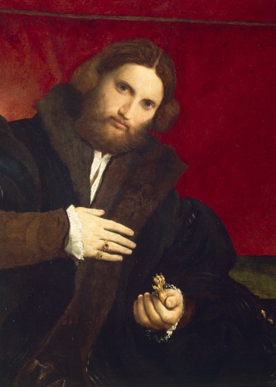 Retrato de caballero con garra de león, por Lorenzo Lotto de Lorenzo Lotto