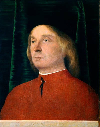 Retrato de joven con traje rojo de Lorenzo Lotto