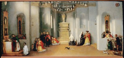 Santa Lucía junto a la tumba de Santa Águeda, rezando
la curación de su madre (pintura sobre madera) de Lorenzo Lotto