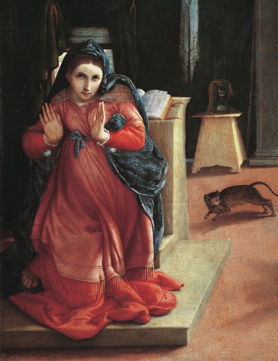 La Anunciación (detalle) Pintura de Lorenzo Lotto (1480-1556) 1535 Pinacoteca Civica, Recanati, Italia de Lorenzo Lotto