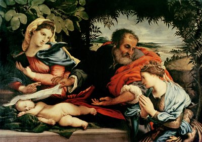 La Sagrada Familia con Santa Catalina de Alejandría, 1533 de Lorenzo Lotto