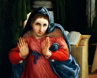 La Virgen anunciada (detalle) de Lorenzo Lotto