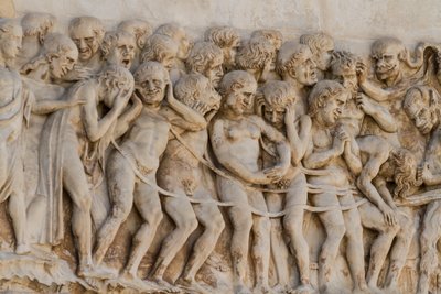 Condenados desfilando hacia el Infierno, (detalle) de Lorenzo Maitani