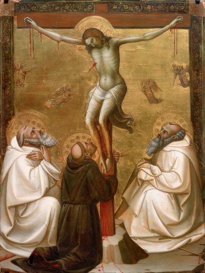 Cristo en la cruz con los santos Benito, Francisco y Romualdo de Lorenzo Monaco