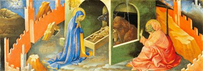 Natividad de Jesús, sección de la predela, de Lorenzo Monaco (1370-circa 1425), óleo sobre tabla de Lorenzo Monaco