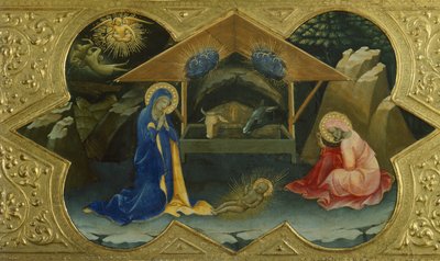 Natividad, escena de la predela de la Coronación de la Virgen de Lorenzo Mónaco (hacia 1370-1425), temple sobre tabla, 32x53 cm de Lorenzo Monaco