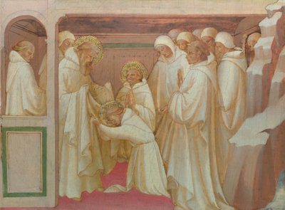 San Benito admitiendo a los Santos en la Orden de Lorenzo Monaco