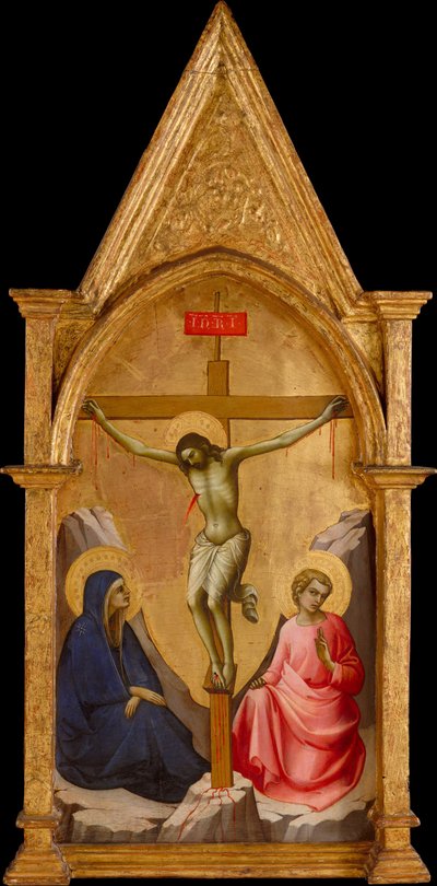 Cristo crucificado entre la Virgen y San Juan Evangelista de Lorenzo Monaco