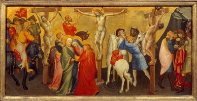 La crucifixión (panel central de la predela del retablo destinado a la Capilla Nobili de la Iglesia de Santa Maria degli Angeli en Florencia) de Lorenzo Monaco