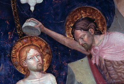 San Juan Bautista bautizando a Jesús, detalle de Lorenzo Salimbeni