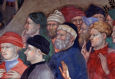 San Juan Bautista bautizando a las multitudes en el Jordán, detalle de Lorenzo Salimbeni