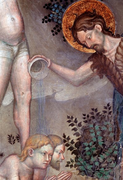 San Juan Bautista bautizando a las multitudes en el río Jordán (detalle) de Lorenzo Salimbeni