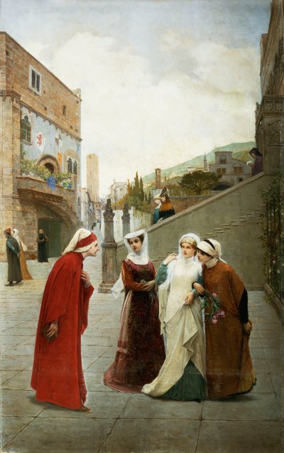 El encuentro de Dante y Beatriz, 1889 de Lorenzo Valles