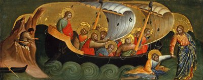 Cristo rescatando a Pedro de ahogarse, Panel de Predela, ca 1370 de Lorenzo Veneziano