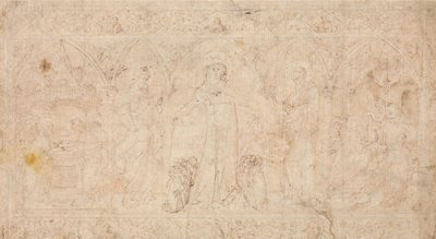 Diseño para un antipendio: La Madonna della Misericordia con San Juan Bautista de Lorenzo Veneziano.