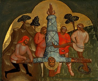 La crucifixión de Pedro Panel de predela, ca 1370 de Lorenzo Veneziano