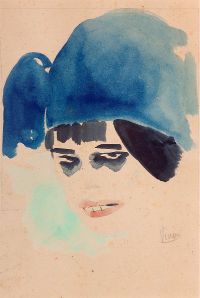 Retrato, c.1912 (acuarela y lápiz sobre papel) de Lorenzo Viani