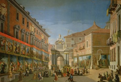 El Arco de Triunfo de Santa María en la Calle Mayor de Madrid (óleo sobre lienzo) de Lorenzo de Quiros