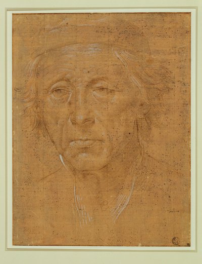 Retrato de un anciano, de cara completa, con gorra ... de Lorenzo di Credi