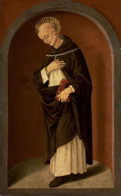 San Bernardino de Siena, en un nicho esculpido de Lorenzo di Credi