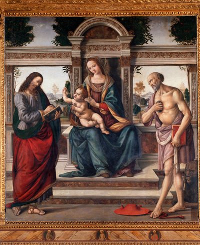 Virgen con niño y dos santos, San Mateo y San Jerónimo de Lorenzo di Credi