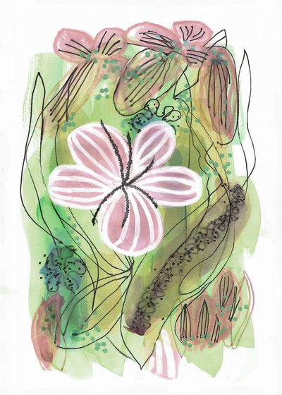 Motivo floral rosa abstracto de Lori Ann Folz