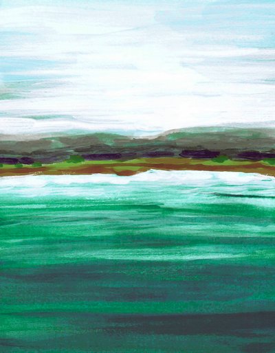 Paisaje marino verde y sereno de Lori Ann Folz