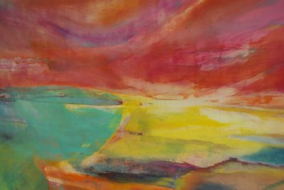 Entre tierra y mar, paisaje, 2016, (fotografía, detalle de pintura) de Lou Gibbs