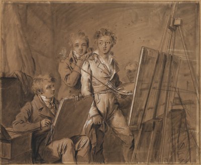Tres jóvenes artistas en un estudio de Louis Leopold Boilly